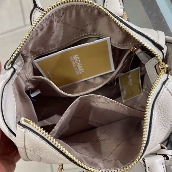 Michael Kors Carine Extra-Small Pebbled Leather Satchel Crossbody 
Light Cream - Picture 12 of 16